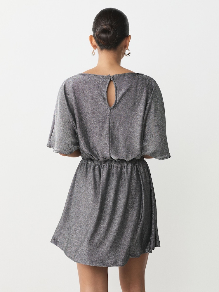 Silver Flutter Sleeve Sparkle Mini Dress - Image 5 of 5
