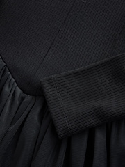 Black Tulle Jersey Mix Midi Dress - Image 5 of 5