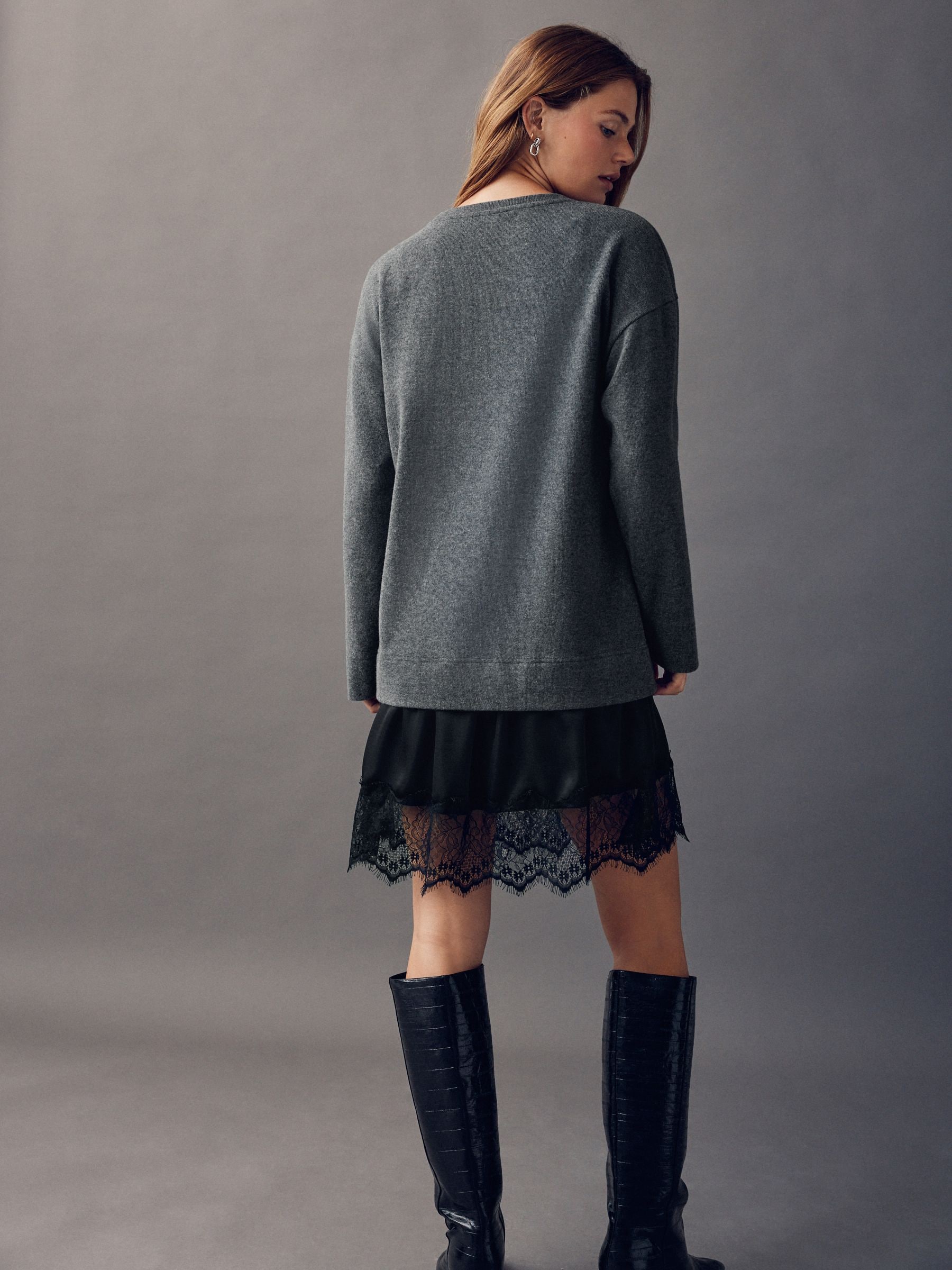 Buy Charcoal Grey 2-In-1 Soft Touch Jumper Lace Skirt from Next USA