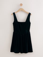 Preto - Velvet Square Neck Waisted Mini Dress - Imagem 1 de 3