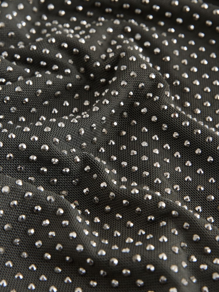 Pewter Grey Hotfix Cowl Back Mini Dress - Image 1 of 3