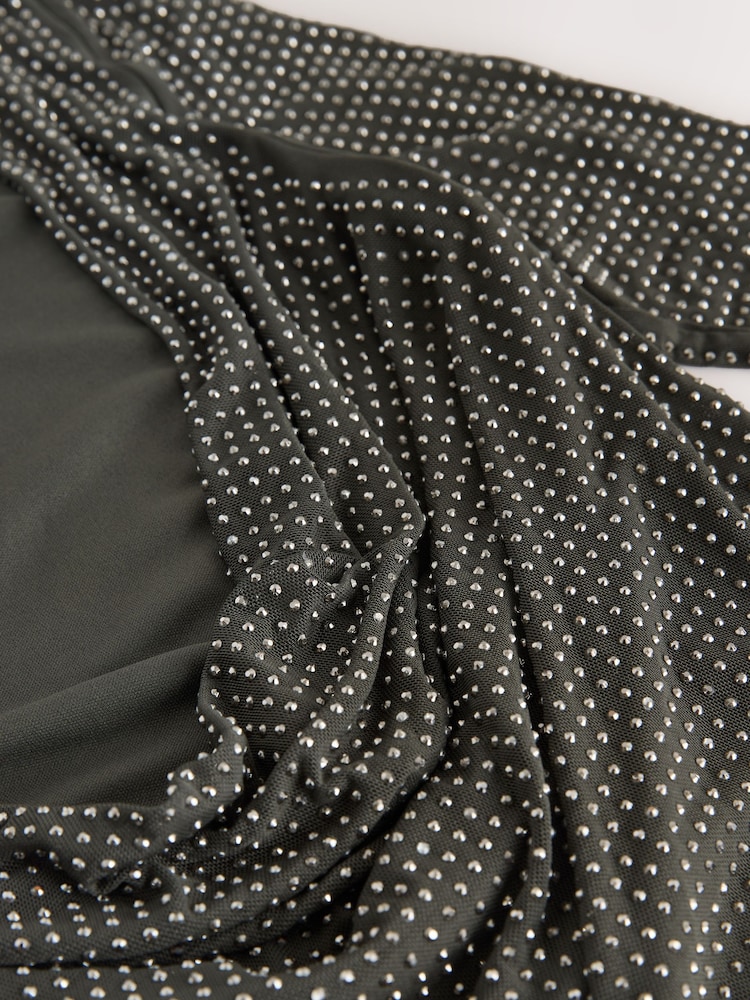 Pewter Grey Hotfix Cowl Back Mini Dress - Image 2 of 3