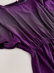 Fuchsia Pink Flutter Sleeve Sparkle Mini Dress - Image 3 of 3