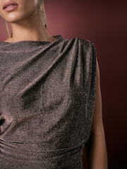 Bronze Sparkle Ruched Column Midi Dress - Image 4 of 7