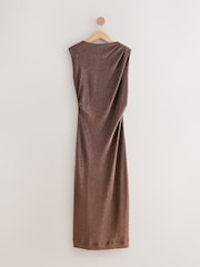 Bronze Sparkle Ruched Column Midi Dress - Image 5 of 7