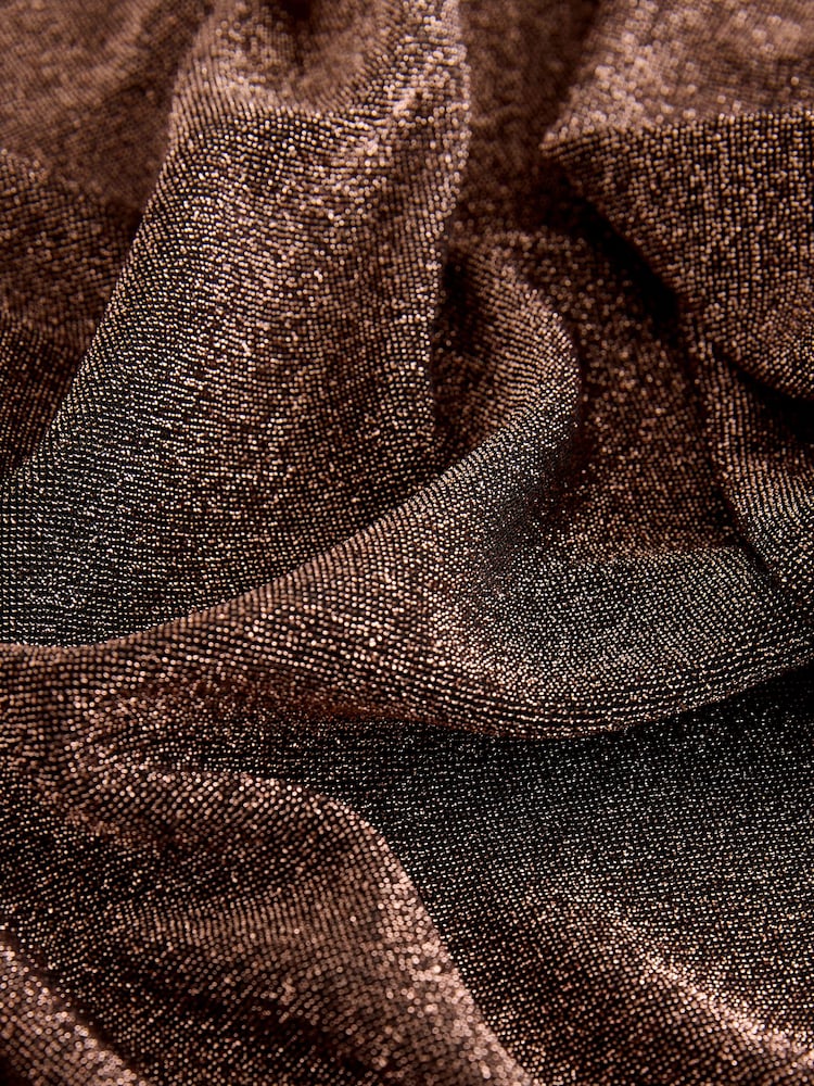 Bronze Sparkle Ruched Column Midi Dress - Image 7 of 7