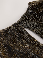 Gold Sparkle Plisse Tie-Waist Wrap Jumpsuit - Image 8 of 8