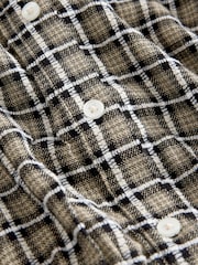 Khaki Green Check Collar Tie Waist Mini Shirt Dress - Image 2 of 3