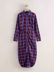 Red/Blue Check Long Sleeve Tie Waist Shirt Dress - Image 1 of 7