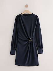 Navy Blue Sparkle Rouched Hardwear Mini Dress - Image 6 of 8