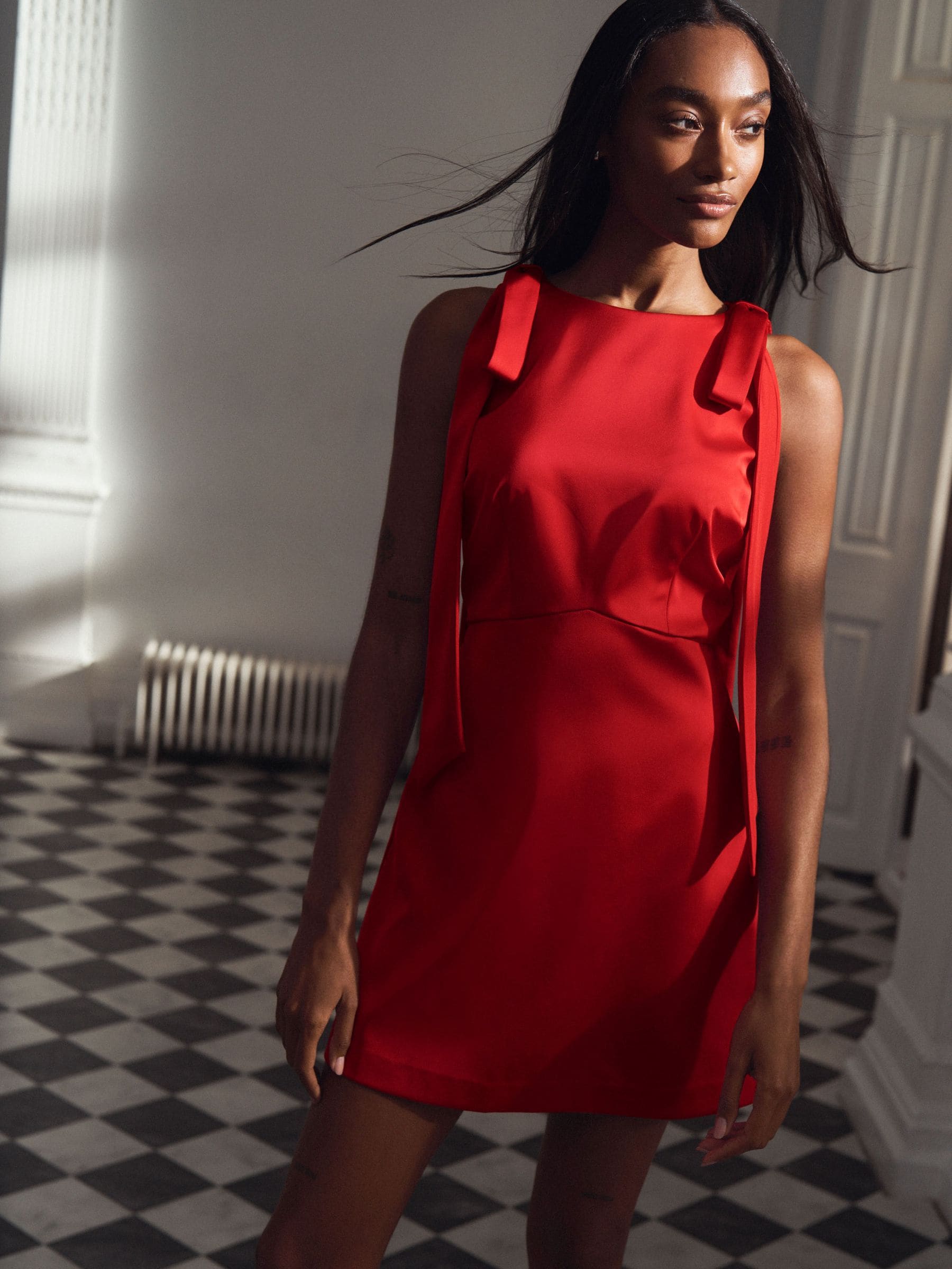 Buy Cherry Red N.Premium Satin Bow Shoulder Mini Dress from Next USA