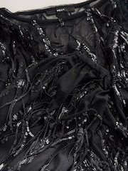 Black Occasion Long Sleeve Sequin Tassle Maxi Dress - Image 3 of 3