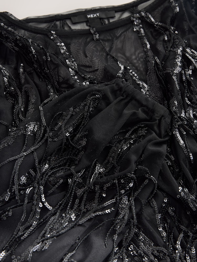 Black Occasion Long Sleeve Sequin Tassle Maxi Dress - Image 3 of 3 Black Occasion Long Sleeve Sequin Tassle Maxi Dress - Image 3 of 3