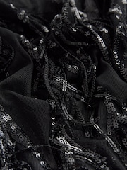 Black Occasion Long Sleeve Sequin Tassle Maxi Dress - Image 6 of 7