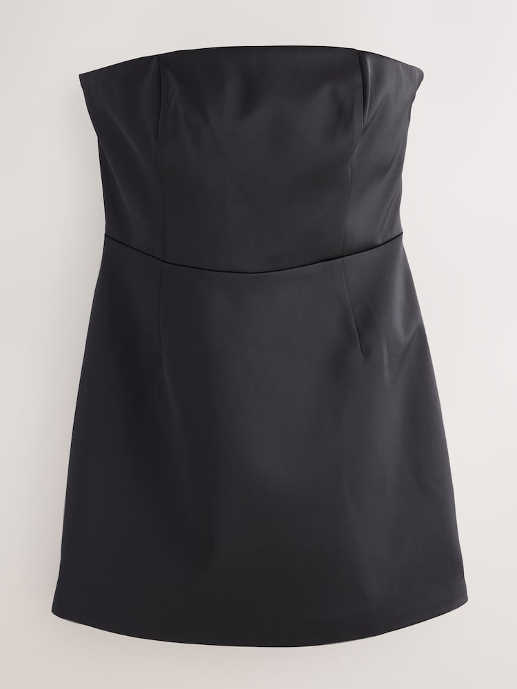 Black Tabitha Simmons X Next Satin Bow Back Bandeau Mini Dress - Image 1 of 4