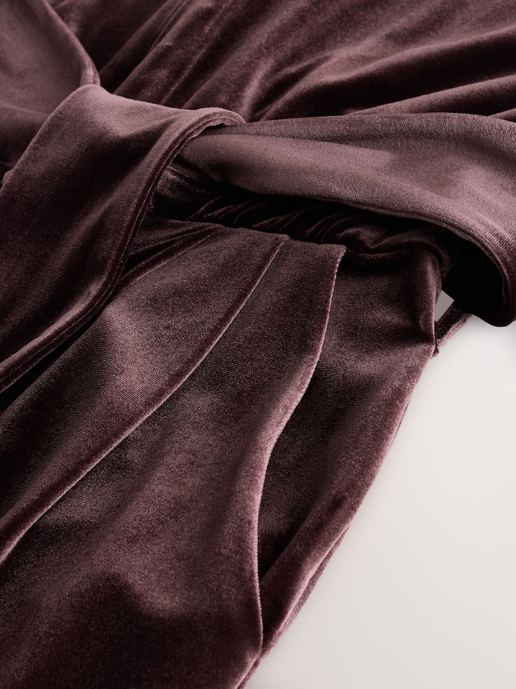 Chocolate Brown Velvet Tie Waist Wide Leg Jumpsuit - Image 9 of 9 Chocolate Brown Velvet Tie Waist Wide Leg Jumpsuit - Image 9 of 9