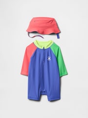 Gap Rash Guard Swimsuit & Hat Set (Newborn-24mths) - Imagen 1 de 2