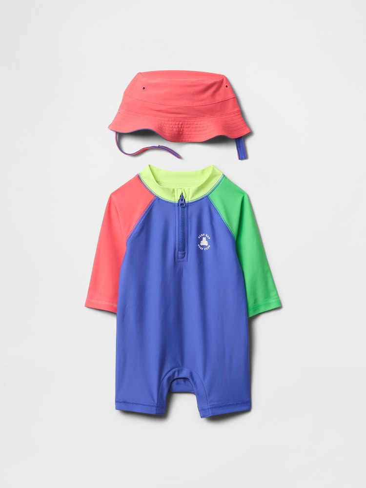 Gap Rash Guard Swimsuit & Hat Set (Newborn-24mths) - Imagen 1 de 2