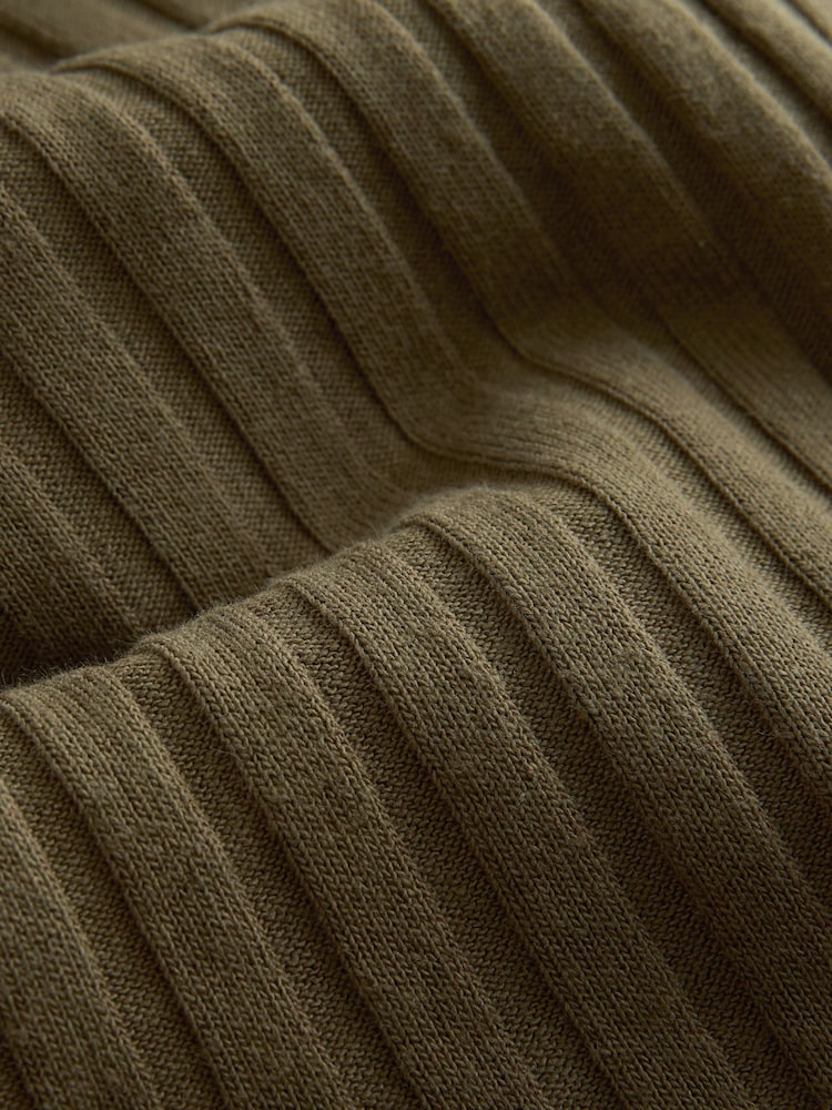Khaki Green Mini Ribbed Long Sleeve Scoop Neck Dress - Image 2 of 3 Khaki Green Mini Ribbed Long Sleeve Scoop Neck Dress - Image 2 of 3