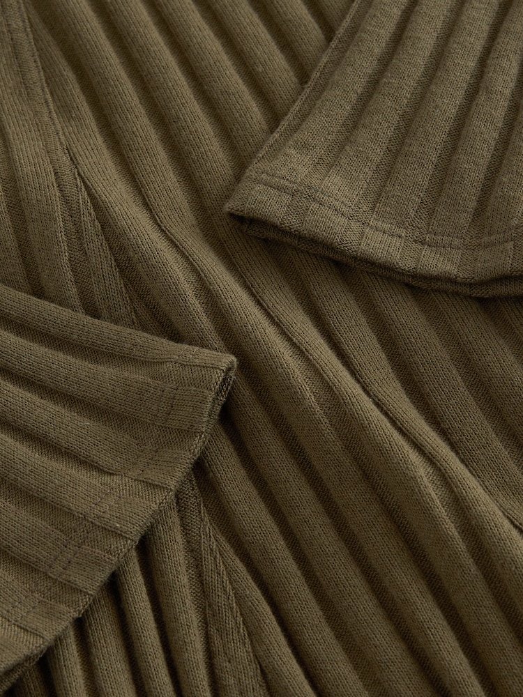 Khaki Green Mini Ribbed Long Sleeve Scoop Neck Dress - Image 3 of 3 Khaki Green Mini Ribbed Long Sleeve Scoop Neck Dress - Image 3 of 3