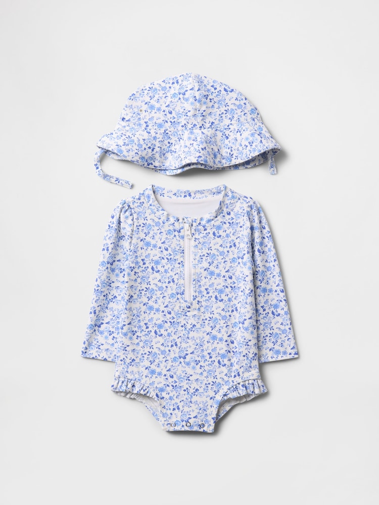 Gap Rash Guard Swimsuit & Hat Set (Newborn-24mths) - Imagen 1 de 2