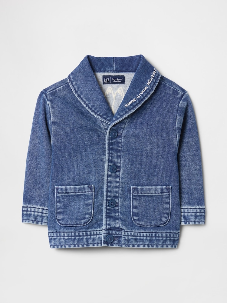 Gap –Peter Rabbit – Denim-Strickjacke mit Schal (Neugeborene–24M.) - Bild 2 von 5 Gap –Peter Rabbit – Denim-Strickjacke mit Schal (Neugeborene–24M.) - Bild 2 von 5