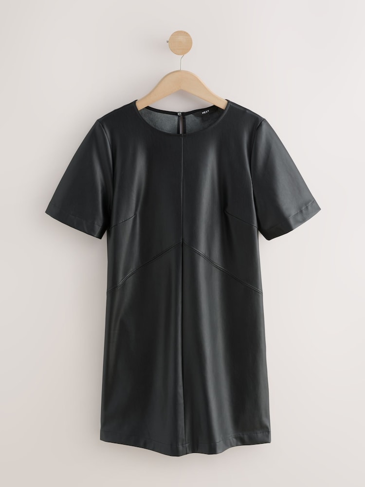 Preto - Faux Leather T-Shirt Dress - Imagem 1 de 3