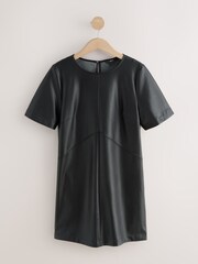 Black Faux Leather T-Shirt Dress - Image 5 of 7