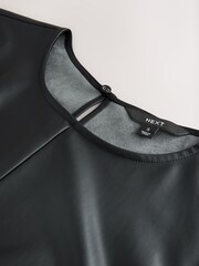 Black Faux Leather T-Shirt Dress - Image 7 of 7