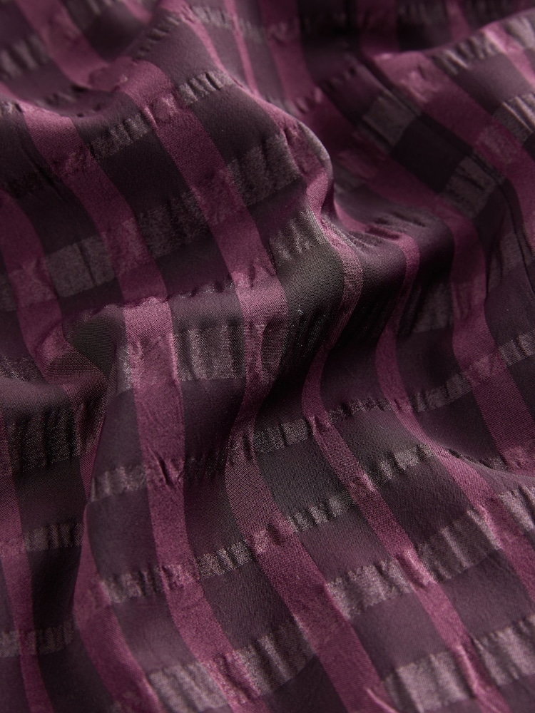 Burgundy Check Mini Tie Front Tiered Long Sleeve Dress - Image 2 of 3 Burgundy Check Mini Tie Front Tiered Long Sleeve Dress - Image 2 of 3