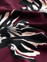 Burgundy Red Floral Print Long Sleeve A-Line Mini Dress - Image 7 of 8