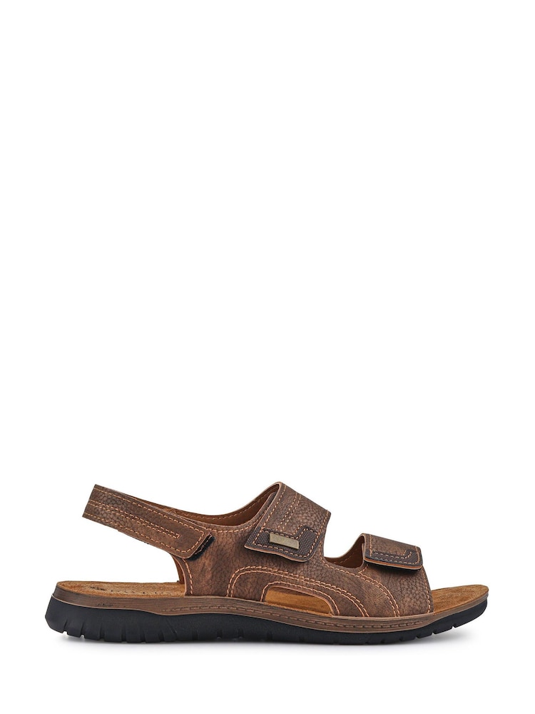 Pavers Brown Leather Gents Casual Sandals - Image 2 of 6 Pavers Brown Leather Gents Casual Sandals - Image 2 of 6