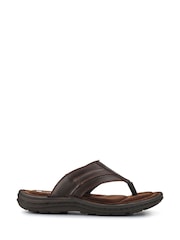 Marrón - Sandalias con diseño de tira al dedo de cuero de Pavers - Imagen 1 de 5
