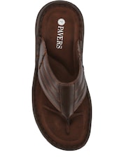 Marrón - Sandalias con diseño de tira al dedo de cuero de Pavers - Imagen 4 de 5