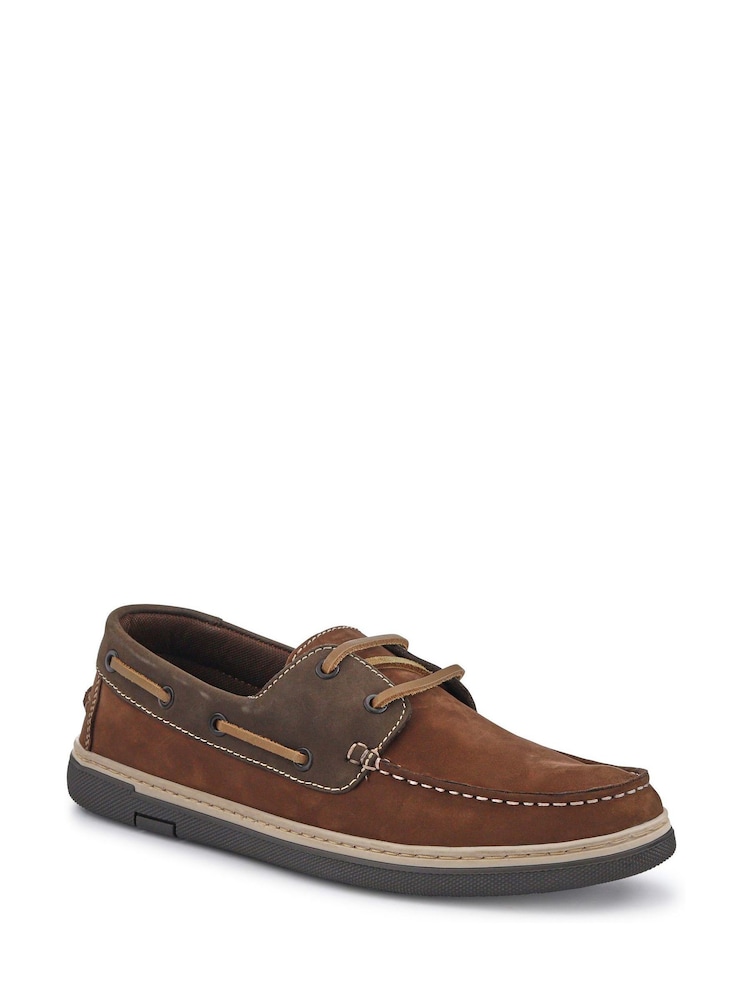 Pavers Brown Grippy Leather Boat Shoes - Image 2 of 5 Pavers Brown Grippy Leather Boat Shoes - Image 2 of 5