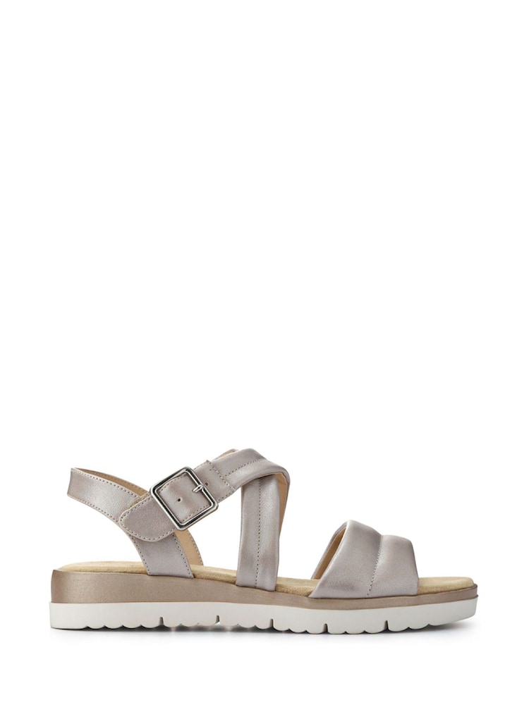 Pavers Silver Cushioned Buckle Up Sandals - Image 1 of 5