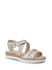 Pavers Silver Cushioned Buckle Up Sandals - Image 2 of 5