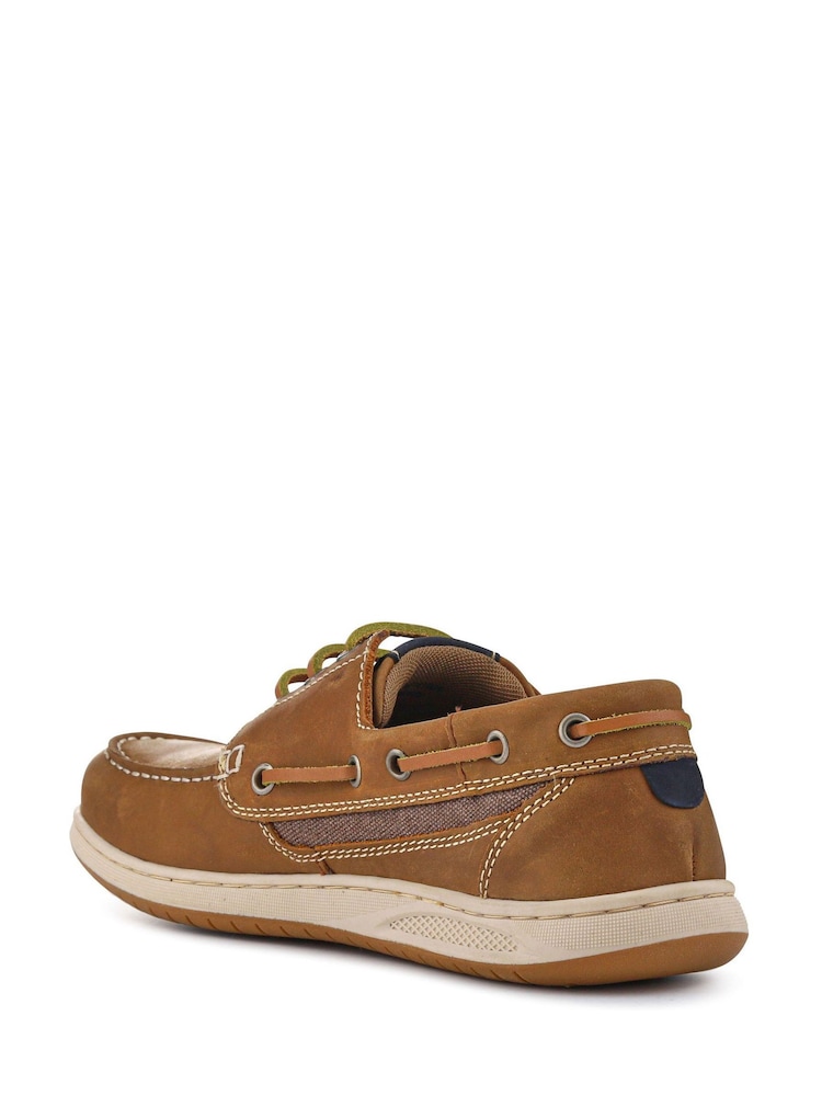 Pavers Brown Leather Lace-Up Boat Shoes - Image 3 of 6