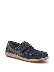 Pavers navy Leather Touch Fastening Monk Shoes - Image 2 of 5