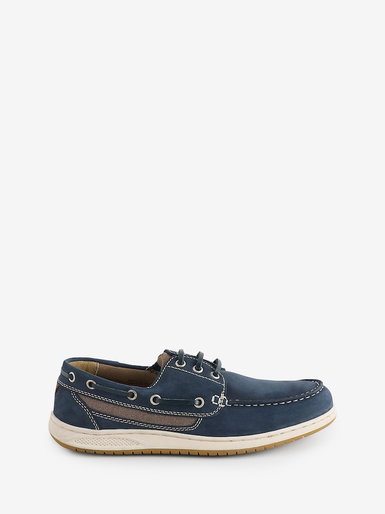 Pavers navy Leather Lace-Up Boat Shoes - Image 1 of 6 Pavers navy Leather Lace-Up Boat Shoes - Image 1 of 6