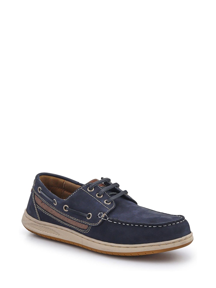 Pavers navy Leather Lace-Up Boat Shoes - Image 2 of 6 Pavers navy Leather Lace-Up Boat Shoes - Image 2 of 6