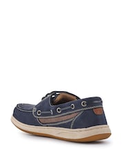 Pavers navy Leather Lace-Up Boat Shoes - Image 4 of 7