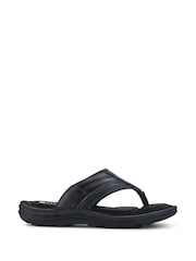 Pavers Black Leather Toe Post Sandals - Image 1 of 5