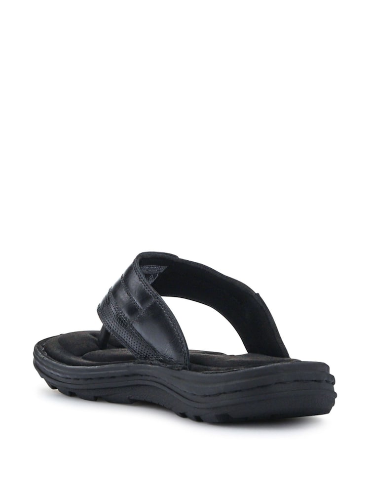 Pavers Black Leather Toe Post Sandals - Image 2 of 5