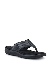 Pavers Black Leather Toe Post Sandals - Image 3 of 5