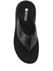 Pavers Black Leather Toe Post Sandals - Image 4 of 5
