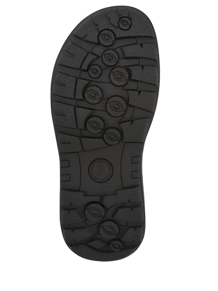 Pavers Black Leather Toe Post Sandals - Image 5 of 5