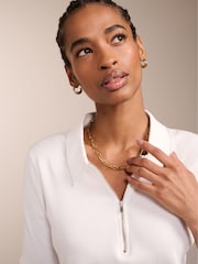 Baukjen Zip Collar Antique 100% Cotton Cream Top - Image 2 of 4