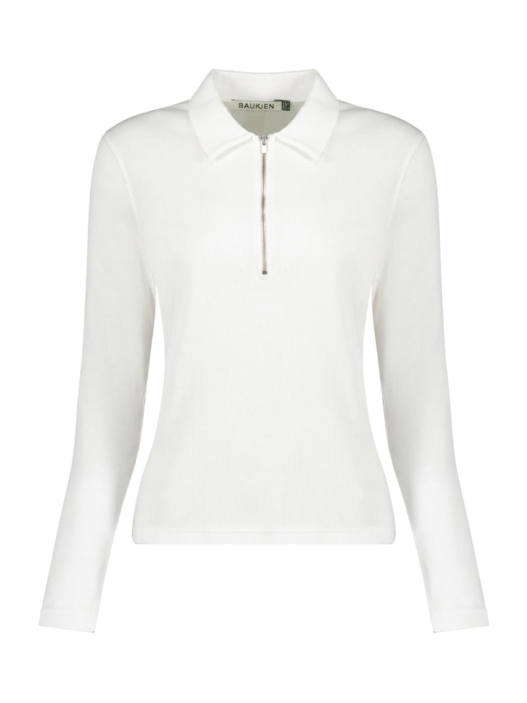 Baukjen Zip Collar Antique 100% Cotton Cream Top - Image 4 of 4