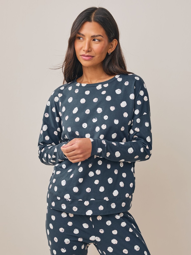 Navy Spot Long Sleeve Pyjamas - Image 2 of 8